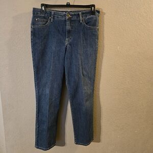 Bandolinoblu Womens Mandie Blue Jesns Size 14 Straight Leg Decorative Stitching